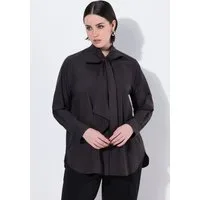 Ulla Popken Satinbluse Schluppen-Bluse A-Linie Stehkragen Langarm