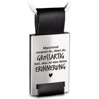 FABACH Schlüsselanhänger Rectangle aus Metall und Leder mit Gravur "Du bist großartig"