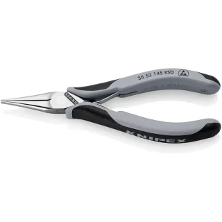 KNIPEX Elektronik-Greifzange ESD mit durchgestecktem Gelenk spiegelpoliert 145 mm - 3552145ESD
