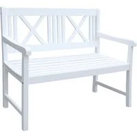 Home4Living Gartenbank Holzbank 2-Sitzer white washed Eukalyptus Sitzbank Bank, Dekorativ