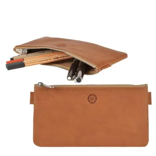Stiftemäppchen flach Leder naturbraun 19x6cm | Sonnenleder Schreibetui. Ein zeitloser Schutz für Ihre Schreibgeräte aus handgefertigtem Naturleder.