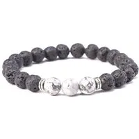 Kim Johanson Armband Chakra, mit Jaspi Perlen und Lavasteinen, Naturstein, elastisch, Geschenk