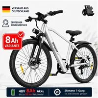 PixelPilot E-Bike Cityrad 26 Zoll Elektrofahrrad 48V 10Ah Akku, Shimano 7-Gang, Abnehmbarer Korb, 7 Gang, Nabenmotor, 468 Wh, (Packung)