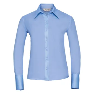 Russell Collection Bluse, Langarm, bügelfrei (Hellblau)