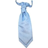Paul Malone Krawatte Blaues Herren Plastron hellblau geblümt Hochzeitskrawatte Bräutigam blau hellblau v2133