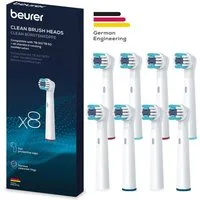 BEURER Aufsteckbürsten TB 30/50 Bürstenköpfe Clean, für elektrische Zahnbürsten, Mit 2 Borstenlängen, Schutzkappe & farbigen Unterscheidungsringen