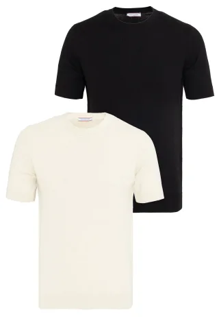 T-Shirt Basic-Strick-T-Shirt, 2Er-Pack