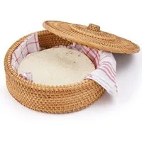 Tortillada Brotkorb Tortilla-Wärmer 26 cm, Rattan, (Set, 2-tlg., inklusive Baumwolltuch), handgemacht, für bis zu 15 Tortillas, mit Baumwolltuch