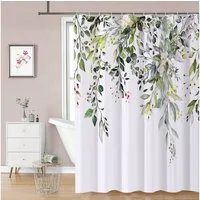 FOUORTUNATE-BEE Duschvorhang Blumen Duschvorhänge mit 12 Haken, Polyster Wasserdicht Duschvorhang Breite 180 cm (für Badezimmer, Beschwerter Saum, Badewannen Hotelvorhang, Maschinenwaschbar, Schnell Trocknend)