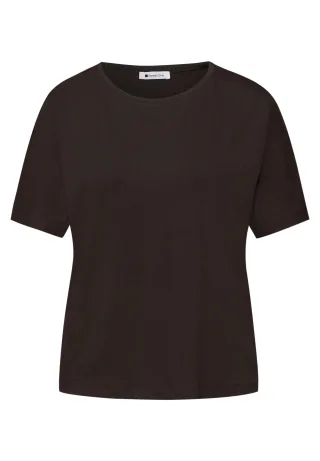 Street One - Basic T-Shirt mit Dropped Shoulders espresso brown - Gr. - 40