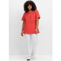 sheego by Joe Browns T-Shirt T-Shirt Kurzarm im Materialmix, mit Lochstickereien