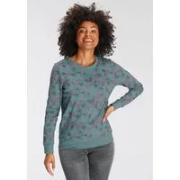 KangaROOS Sweatshirt Langarm, lässiger Schnitt, geblümtes Muster, Rundhalsausschnitt