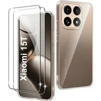 SmartUP Smartphone-Hülle + 2X Schutzglas für Xiaomi 15 T 5G Panzerfolie Display Case Screen 9H 6,8 Zoll, kompletter Rundumschutz