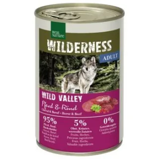 REAL NATURE WILDERNESS Nassfutter Hund, Adult, Wild Valley, Pferd und Rind 12x400 g