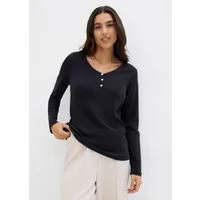 bonprix Langarmshirt (1-tlg) schmale Passform, Langarm, mit kurzer Knopfleiste im Henley-Stil