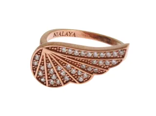 Nialaya Rosa Gold 925 Silber Damen Ring mit klaren CZ