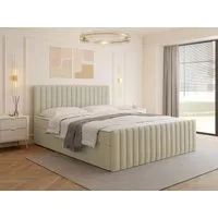 MIRJAN24 Boxspringbett Tirulo Fix (mit zwei Bettkästen für die Bettwäsche), Polsterkopfteil, Fußteil, 140/160/180x200 cm
