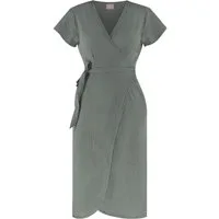 Janice Midikleid Musselin Kleid Chadies Sommerkleid mit Bindeband V-Ausschnitt
