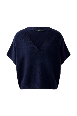 Oui - Oversized geschnittener Pullover blau - Gr. - 34