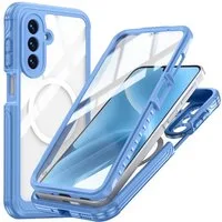 Wigento Handyhülle Für Samsung Galaxy A17 5G MagSafe Full Body Schutz Metall Blau, Full Body, MagSafe-Unterstützung, präzise Passform