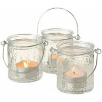 Spetebo Teelichthalter Glas Teelichthalter - 3er Set / 7 cm (3er Set), Windlichter zum Aufhängen