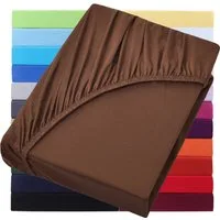 NatureMark Spannbettlaken Boxspringbett Spannbetttuch 200x220cm, Baumwolle, Gummizug: rundum, (1 Stück), 40 cm Steghöhe - 200 x 220cm Spannbetttuch, Schokobraun