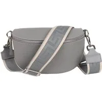 MIRROSI Bauchtasche Damen, Echtleder, Made in Italy, Umhängetasche, Brusttasche, (Schultertasche für jeden Anlass (1 Tasche & 2 Gurte), Crossbody Bag, Grau, gemusterten& verstellbaren Schulterriemen