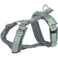 TRIXIE Hunde-Geschirr Premium Trekking Geschirr - salbei/grafit - 32–38 cm/13 mm, Gurtband