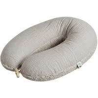 SEI Design Stillkissen Musselin GOTS & Teddyplüsch, Faserbällchen, IGR, Grau, 190x35, Schwangerschaftskissen mit Bezug, 1-tlg., Schwangerschaftskissen mit Bezug, Bezug Musselin Baumwolle