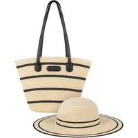 Janice Strandtasche Damen Sonnenhut und Handtasche, Sommerhut mit breiter Krempe und Handtasche