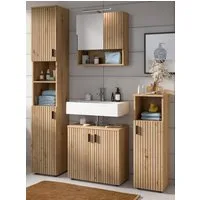 Inn.Furn Badmöbel-Set Livia, (Badezimmer in Eiche Artisan, 4-teilig, 150 x 192 cm), 16 Fächer, gefräste Leisten