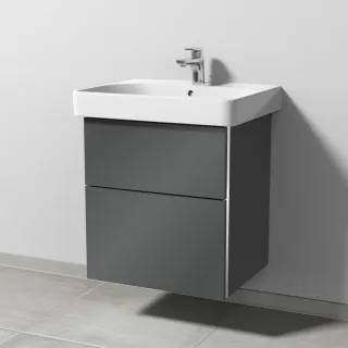 Sanipa 3way Waschtischunterbau zu Geberit Smyle Square Waschtisch mit 2 Auszügen, Anthrazit-Glanz BS67079