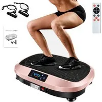 WILGOON Vibrationsplatte 3D Vibrationsplatte mit 120 Stufen,Spannseil & Fernbedienung, 200 W, 120 Intensitätsstufen, 6 Programme, Magnetfeldmassage,Ganzkörpertraining für Zuhause