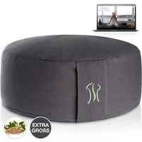 BACKLAxx® Meditationskissen rund 35 cm XL – Yoga Kissen mit formstabiler Buchweizenfüllung, für Meditation & Entspannung – Sitzkissen