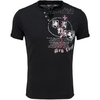 Key Largo T-Shirt T-Shirt Weapon Wappen Print Motiv vintage Look MT00733 V-Auschnitt bedruckt kurzarm slim fit