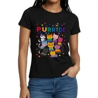 Spreadshirt T-Shirt Pride Purride Regenbogen Katzen Frauen T-Shirt (1-tlg)
