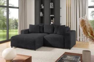 Ecksofa Designersofa Sofa MEGAN XS in Stoff Poso Anthrazit Ottomane Links