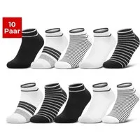 sockenkauf24 Sneakersocken 10 Paar Damen Sneaker Socken Mehrfarbig (39-42, 36844/1) Streifen Punkte Herzen Maritim Baumwolle WP