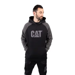 Caterpillar Raglan Baumwoll Herren Schwarz Kapuzenpullover