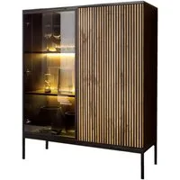 Compleo Vitrine LINO mit gerifflete Front, Loft stil, 2 Türen