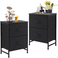 Refined Living Kommode Schubkastenkommode mit 2/4/5 /7/8/9 Schubladen stabilem Stahlrahmen (Nachttisch 2st - Schrank 2 Stoffschubladen mit Griffen Metallgestell, Vertikaler Stauraum Organizer Einheit 50cm Hoch Max Belastbarkeit 20kg), Kleine Schlafsä