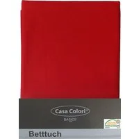 KH-Haushaltshandel Bettlaken klassisches Haustuch, Betttuch, Bettlaken, OHNE Spanngummi, rot, Baumwoll-Cretonne, Gummizug: nein, (1 Stück), 150x250cm, robustes Baumwoll Cretonne Gewebe