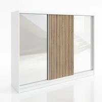 A&J MöbelLand GmbH Schiebetürenschrank DIVER 200 cm mit 3D-Lamellen und Spiegelfront (TOP ANGEBOT! Geräumiger Schrank mit einer Breite von 200 cm ideal zur Aufbewahrung von Kleidung und Accessoires. Wählen Sie das ideale Modell für Ihr Schlafzimmer!,