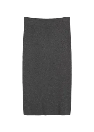 Marc OPolo Casual - Rippstrick-Rock shaped aus softem Schurwolle-Mix grau - Gr. - 36