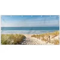 MuchoWow Balkonsichtschutz Strand - Meer - Düne - Sand - Sommer (1-St) Balkon Sichtschutz 90x200, Windschutz für Zaun PVC, 200x90 cm