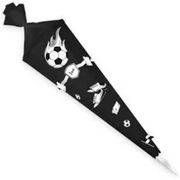 itenga Schultüte itenga DEKO-SET FUSSBALL schwarz weiss mit Bastel SCHULTÜTE 85 cm sech