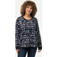 Ulla Popken Sweatshirt Sweatshirt offene Kanten Rundhals Langarm