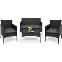 Woltu Gartenlounge-Set, (4-tlg., 1 Sofa, 2 Sessel, 1 Couchtisch), Gartenmöbel-Set, mit Metallrahmen und Sicherheitsglas