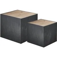 BMG Möbel Couchtisch Cuba (2 er Set, 1x großer, 1x kleiner Würfelcouchtisch), Schiefer Dekor, stapelbar