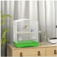 PawHut Vogelkäfig Vogelvoliere mit Bodenschale, mit ausnehmbarer Bodenschale Grün 46,5 x 36 x 59 cm